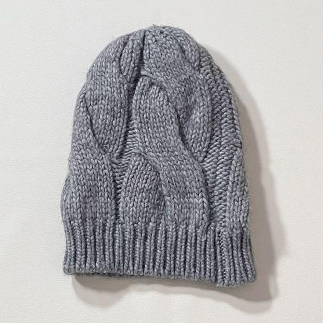 【美品】モンクレール　ニット帽　ケーブル編み　ロゴ　ユニセックス　キャップ　帽子