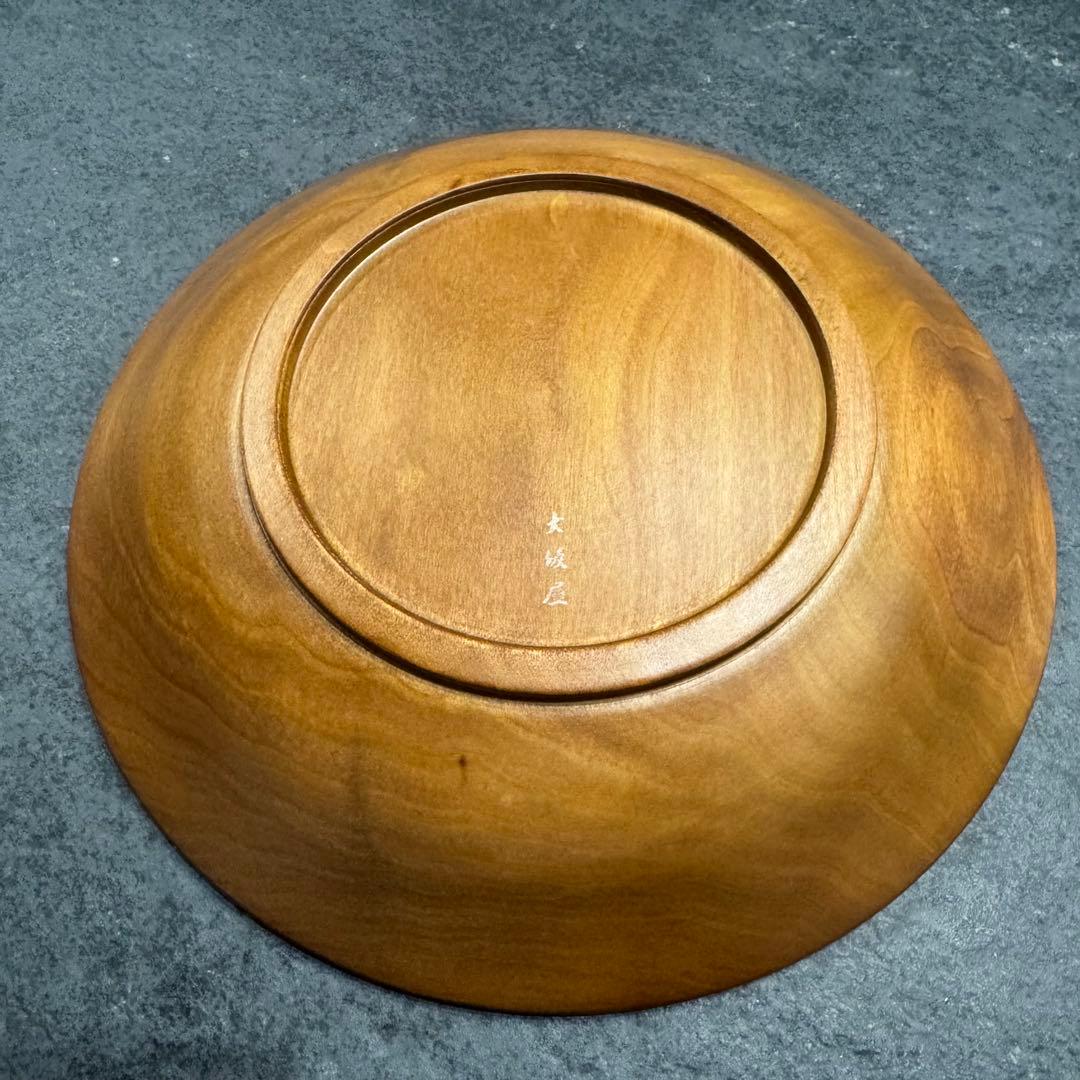 【新品未使用箱説明書付き】軽井沢彫 大阪屋家具店 皿 お盆 丸盆 器 桜紋彫刻