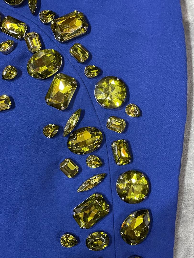 PRADA プラダ スカート 大粒ビジュー装飾 38 ブルー系