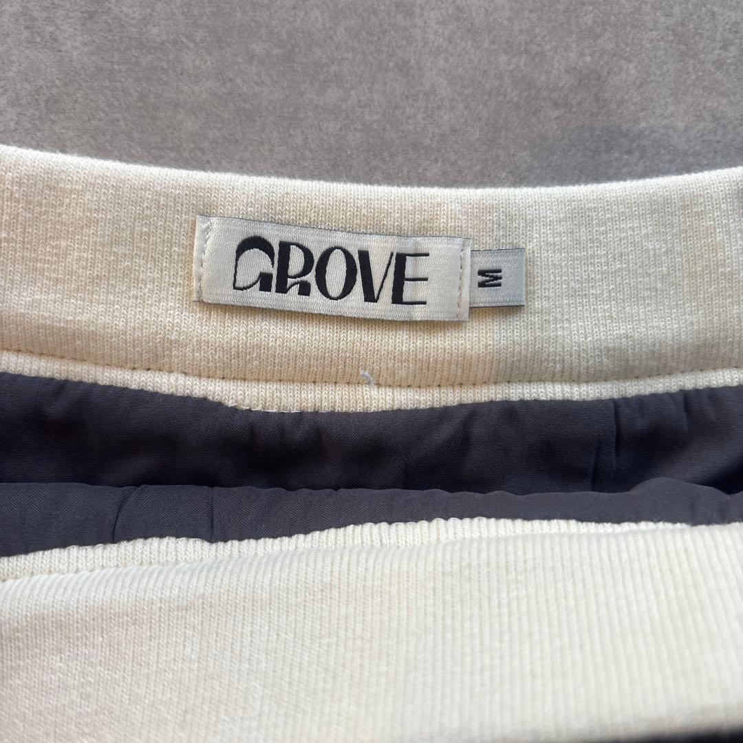 GROVEフロントロゴ プリーツスカートミディ丈　グレー