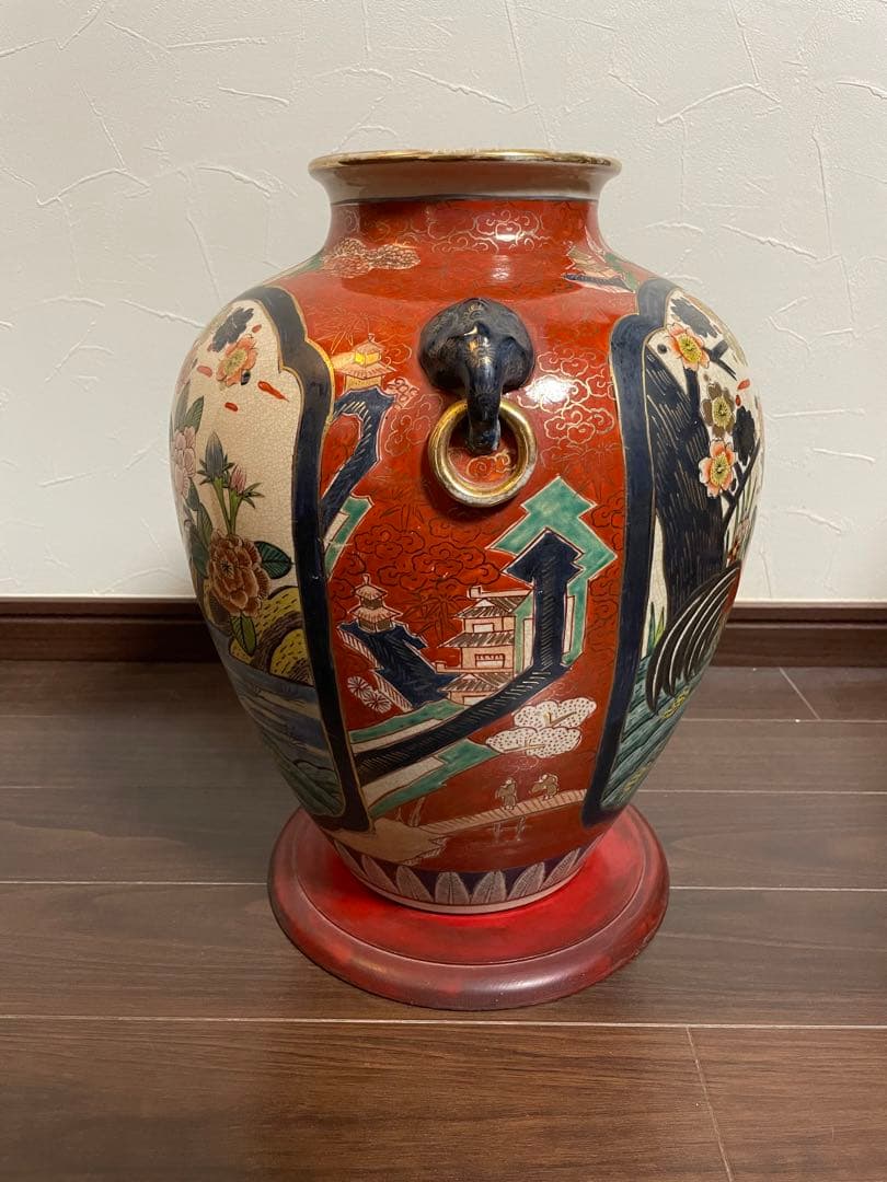 古伊万里　金蘭手様式大花瓶　花器　置物