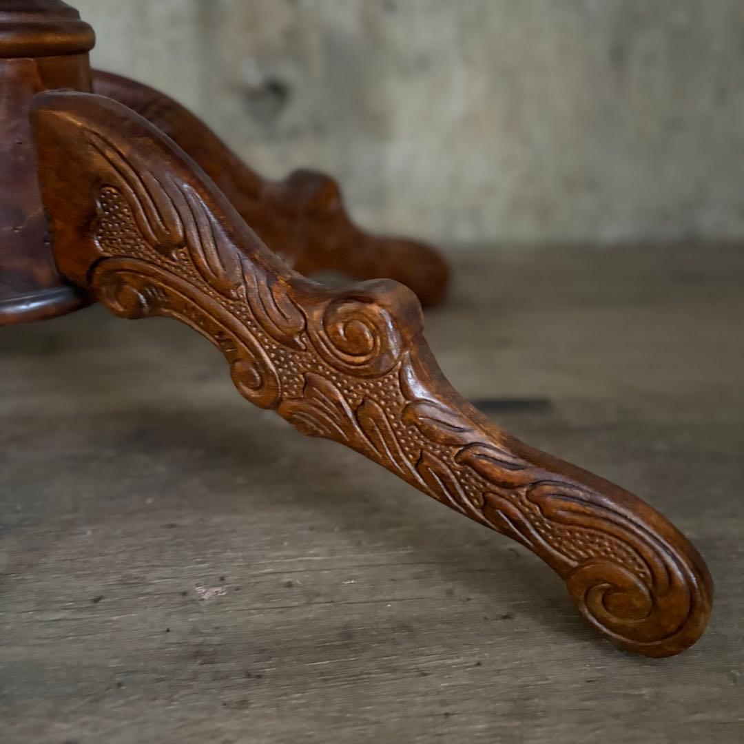 イタリア　象嵌センターテーブル　ヴィンテージ　彫刻装飾