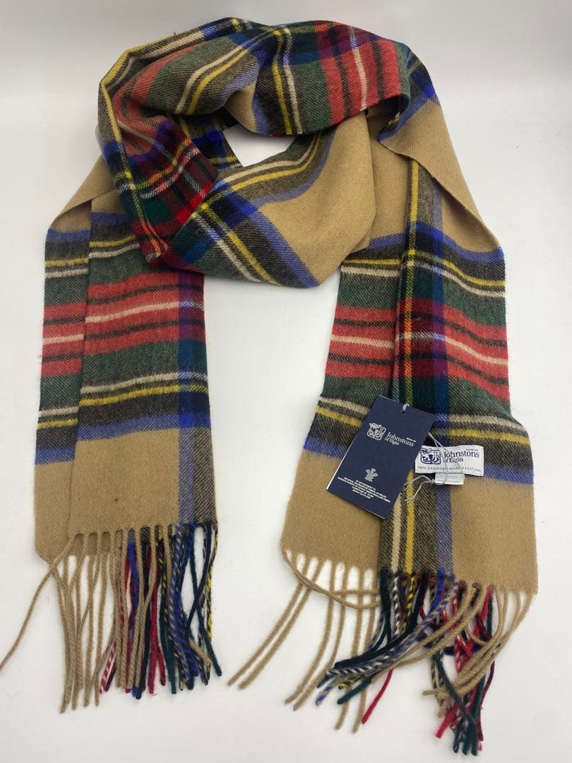 JOHNSTONS ジョンストンズ 中判チェックストール　マフラー　カシミヤ