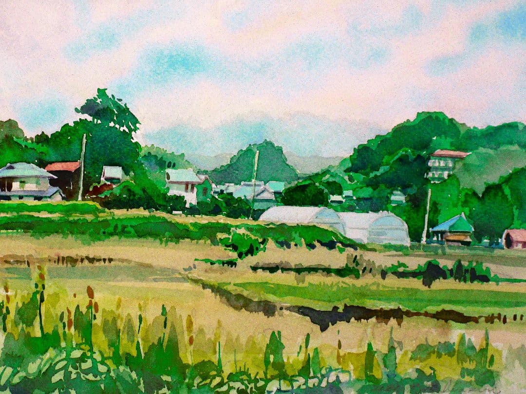 水彩画「里山風景」