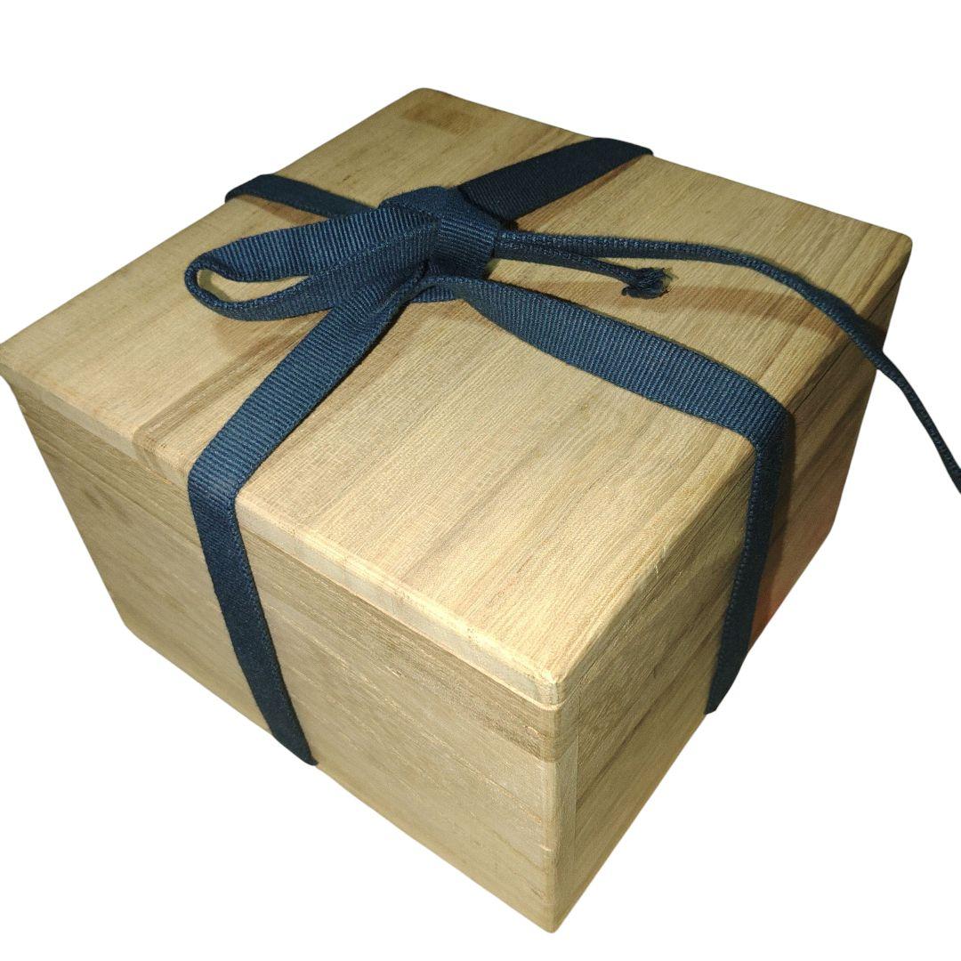 青木木米　呉州赤絵草花文茶碗　時代古作　切欠高台　木箱付