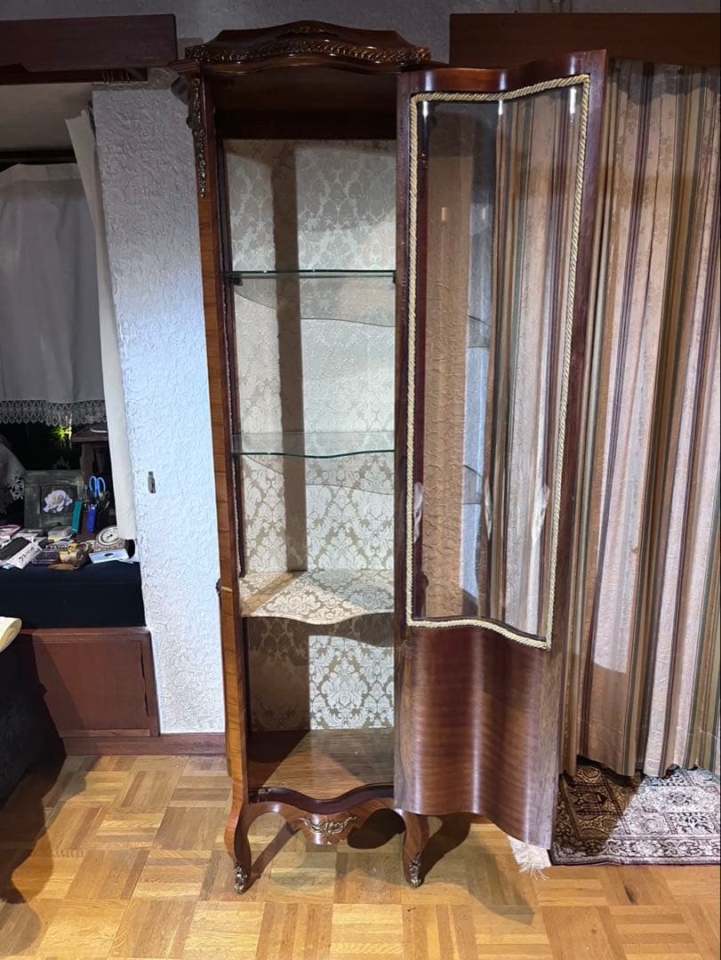 イタリア製 MARCONI ARTE 象嵌細工 ガラス 高級家具 飾り棚