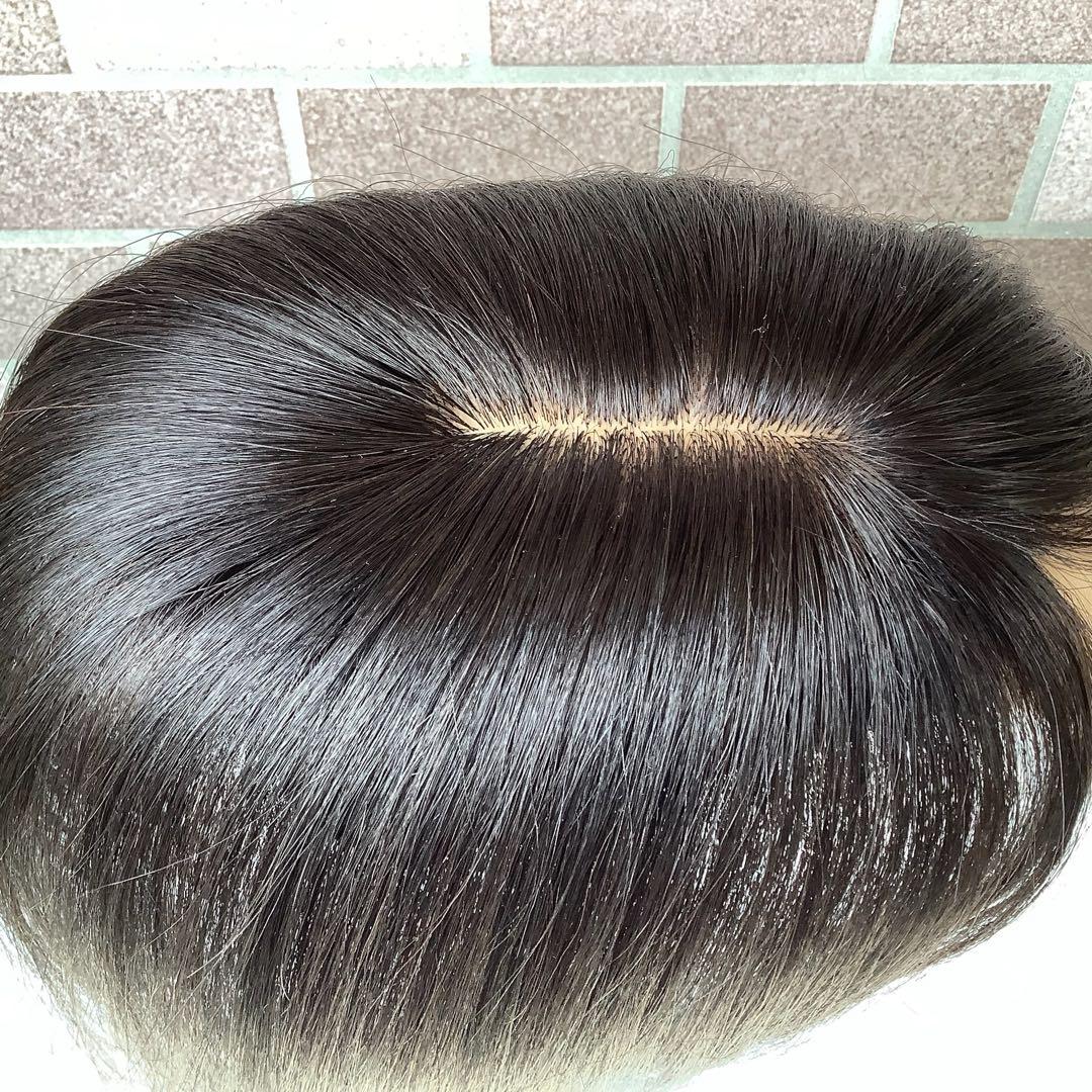 常連客 人毛100% 総手植 医療 部分ウィッグ ヘアピースブラックショート前髪