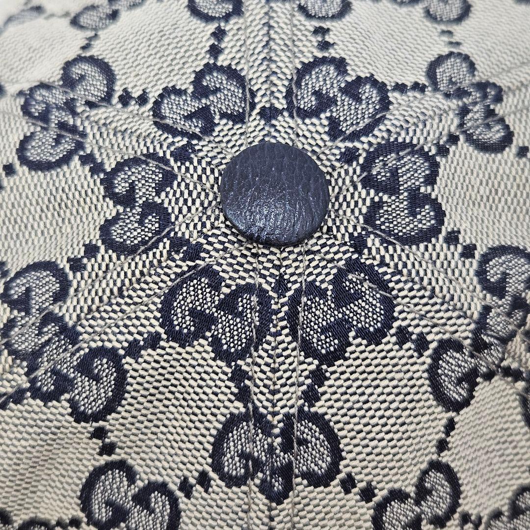 グッチ GG キャンバス ベースボール キャップ 帽子 紺 ネイビー ベージュ