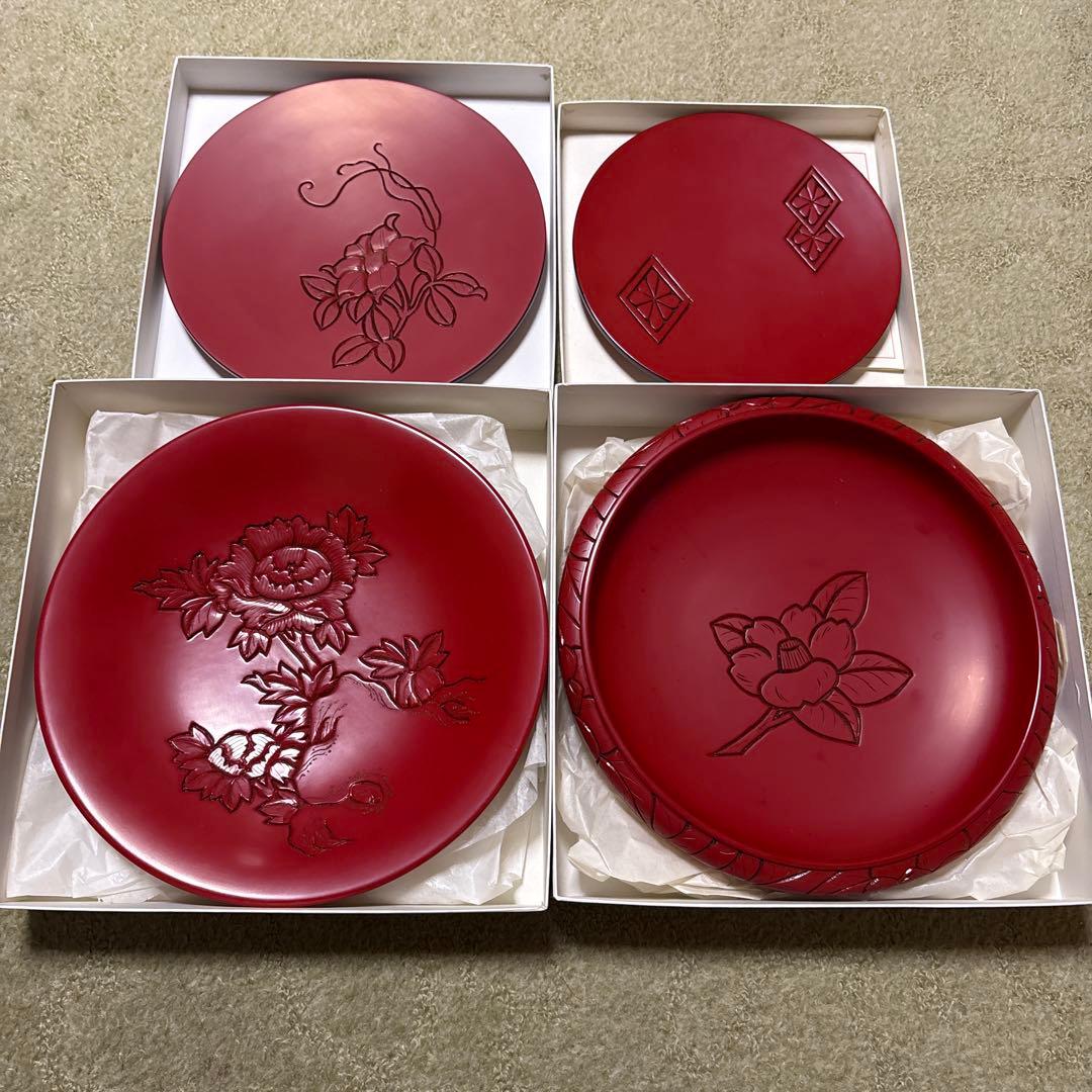 村上木彫堆朱 4枚セット