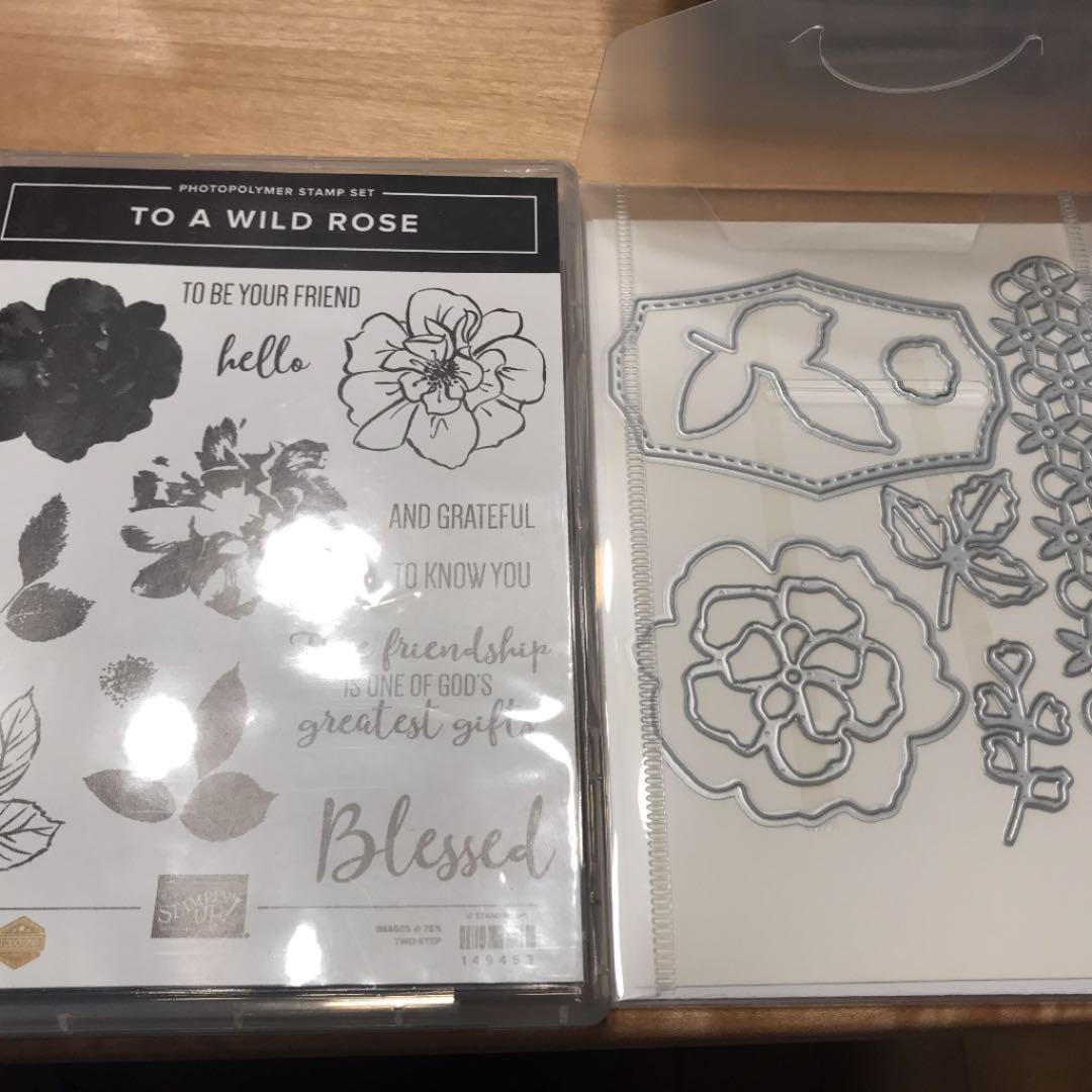 未使用　スタンピンアップ　wild rose 薔薇スタンプ & ダイのセット