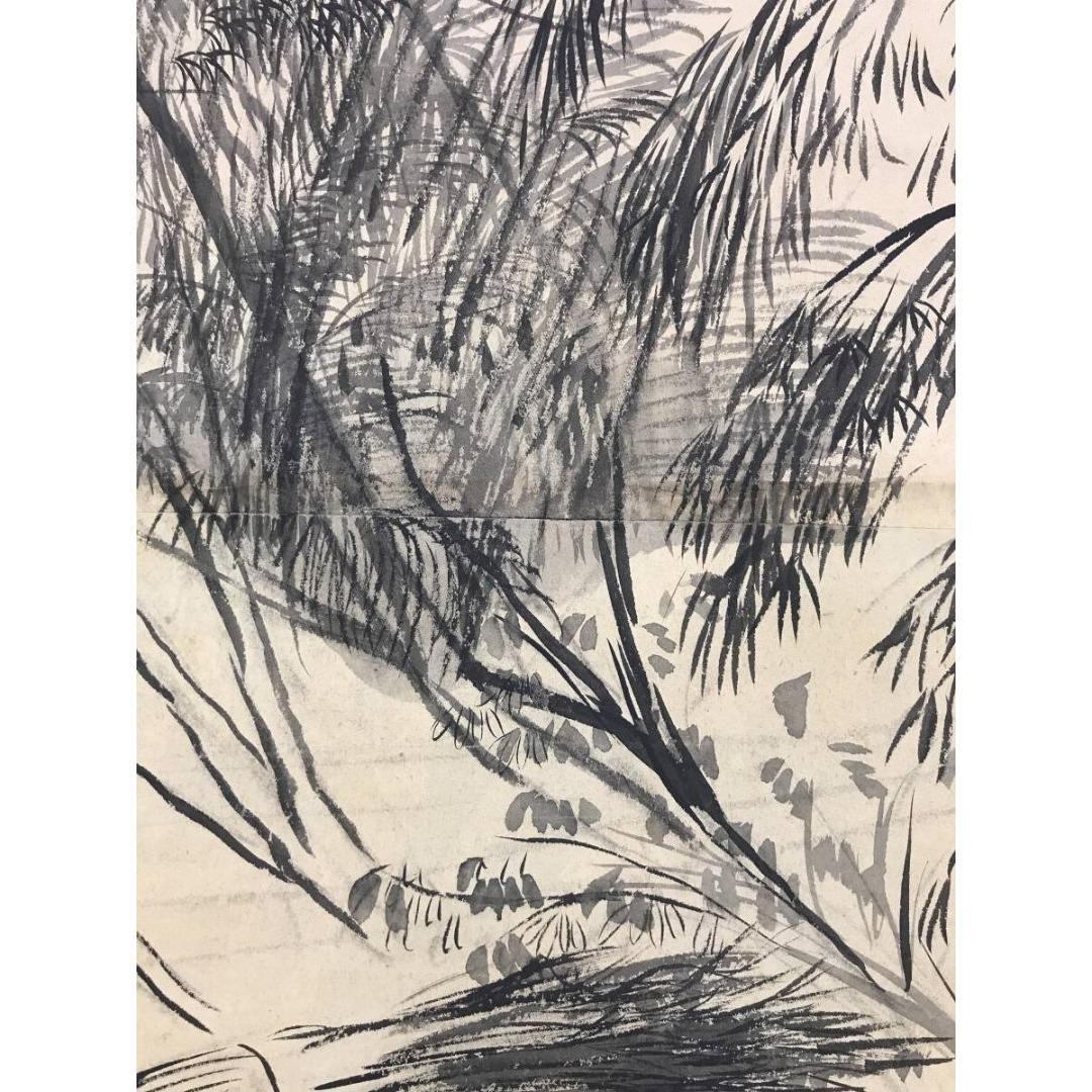 真作/落合朗風/洛北風景/山水図/大原女図/掛軸☆宝船☆AK-372