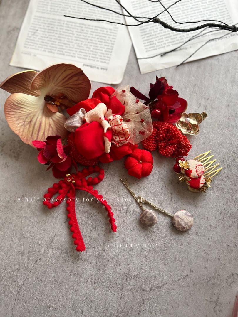 七五三　七五三髪飾り　ヘッドドレス　着物髪飾り　リメイク髪飾り　079