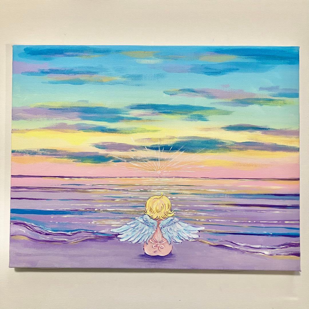 ＊RiRimama＊天使のアクリル画 海の風景