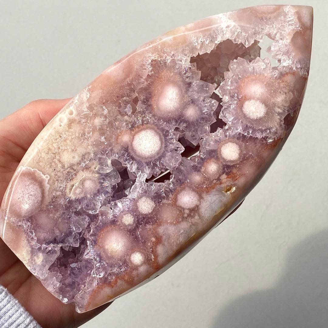 ★★★破格大特価【 高品質 ピンクアメジスト フラワーアゲートドゥルージー