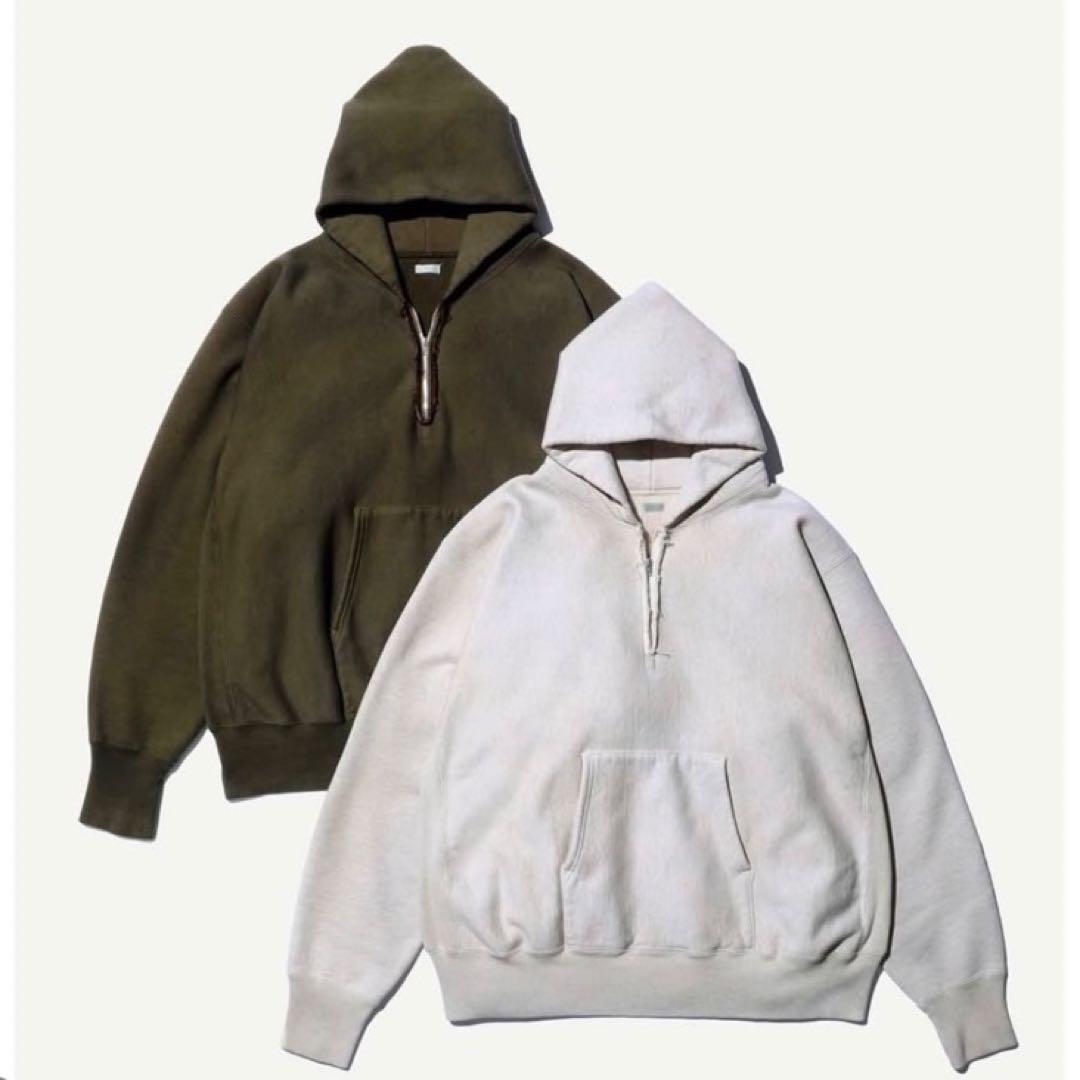 【25ss】A.PRESSE ハーフジップフーディ アイボリー