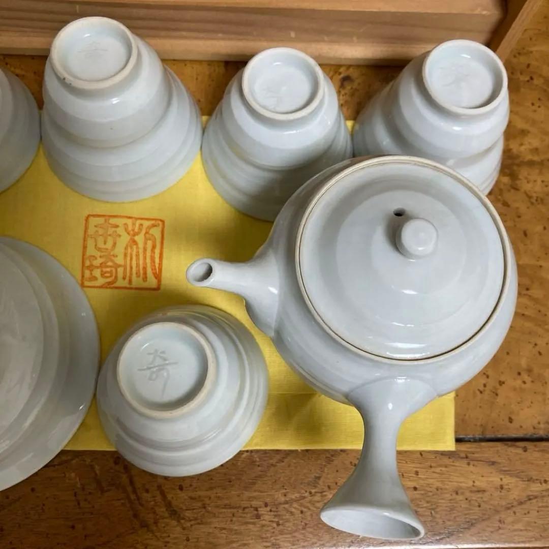 【在銘】人間国宝　朴世琦　奇泉窯　小さな煎茶器セット　玉露　作家物　共箱　共布