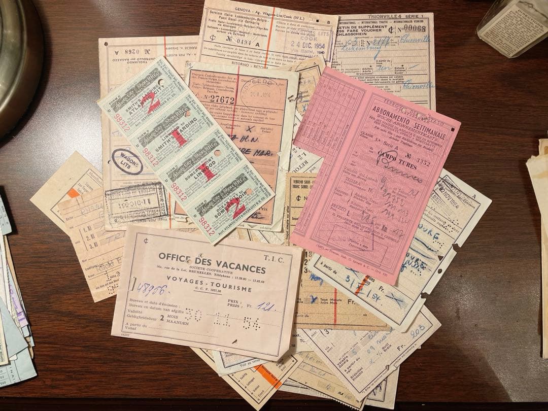 海外　鉄道チケット　ブルー、パープルカラー　20枚程　ヴィンテージ