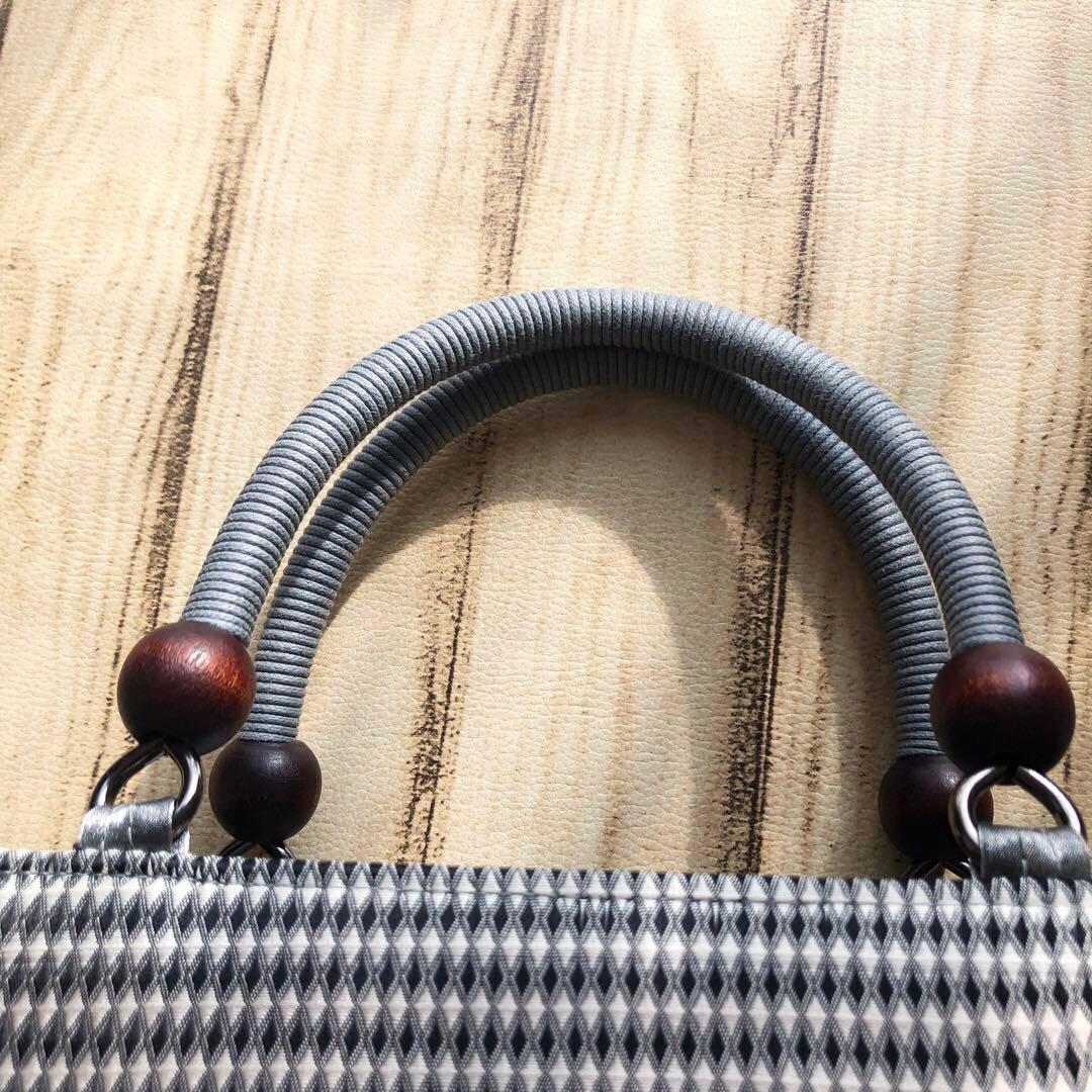 【モダンシック和装用バッグ ‼️】花柄 チェック グレー系