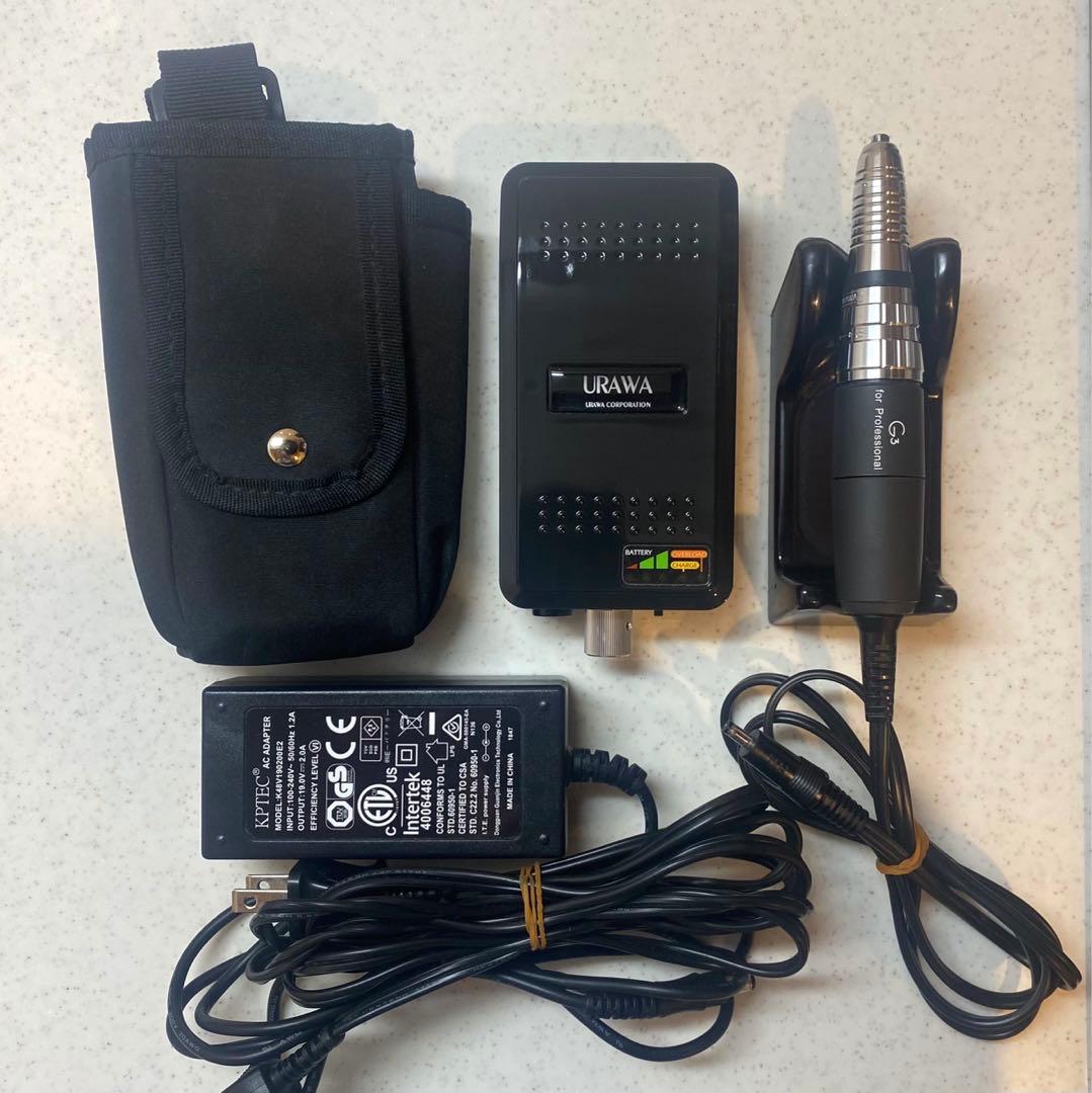 【美品】URAWA 浦和 ネイルマシーン 黒 プロ用 ポータブル 携帯バッグ付き