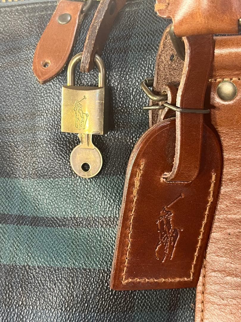 POLO ポロ ラルフローレン ボストンバッグ 2way チェック カデナ/キー