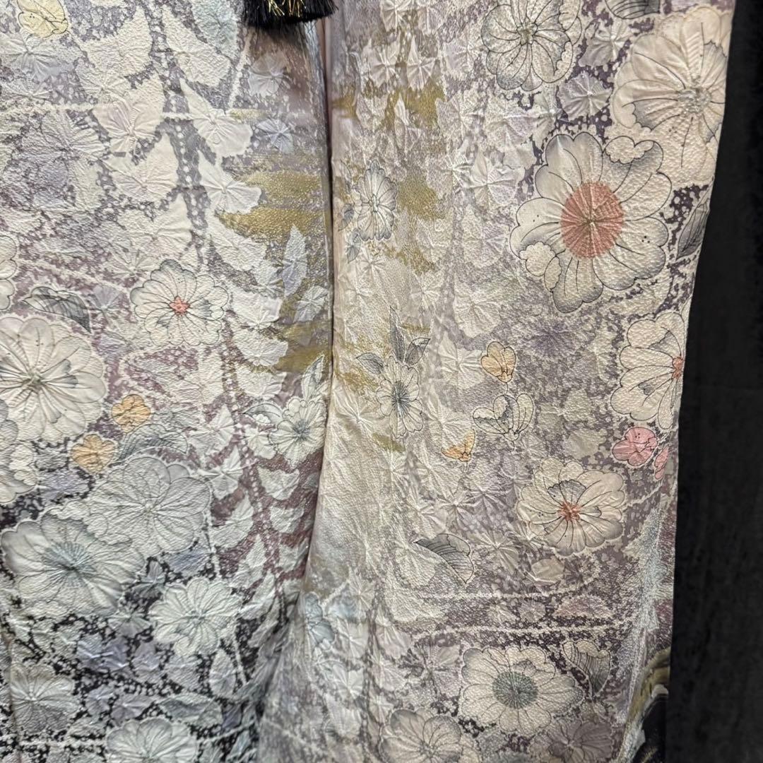 美品　辻ヶ花　銀通し　花絞り　金彩　ぼかし　灰紫　逸品　フルセット　振袖　振り袖