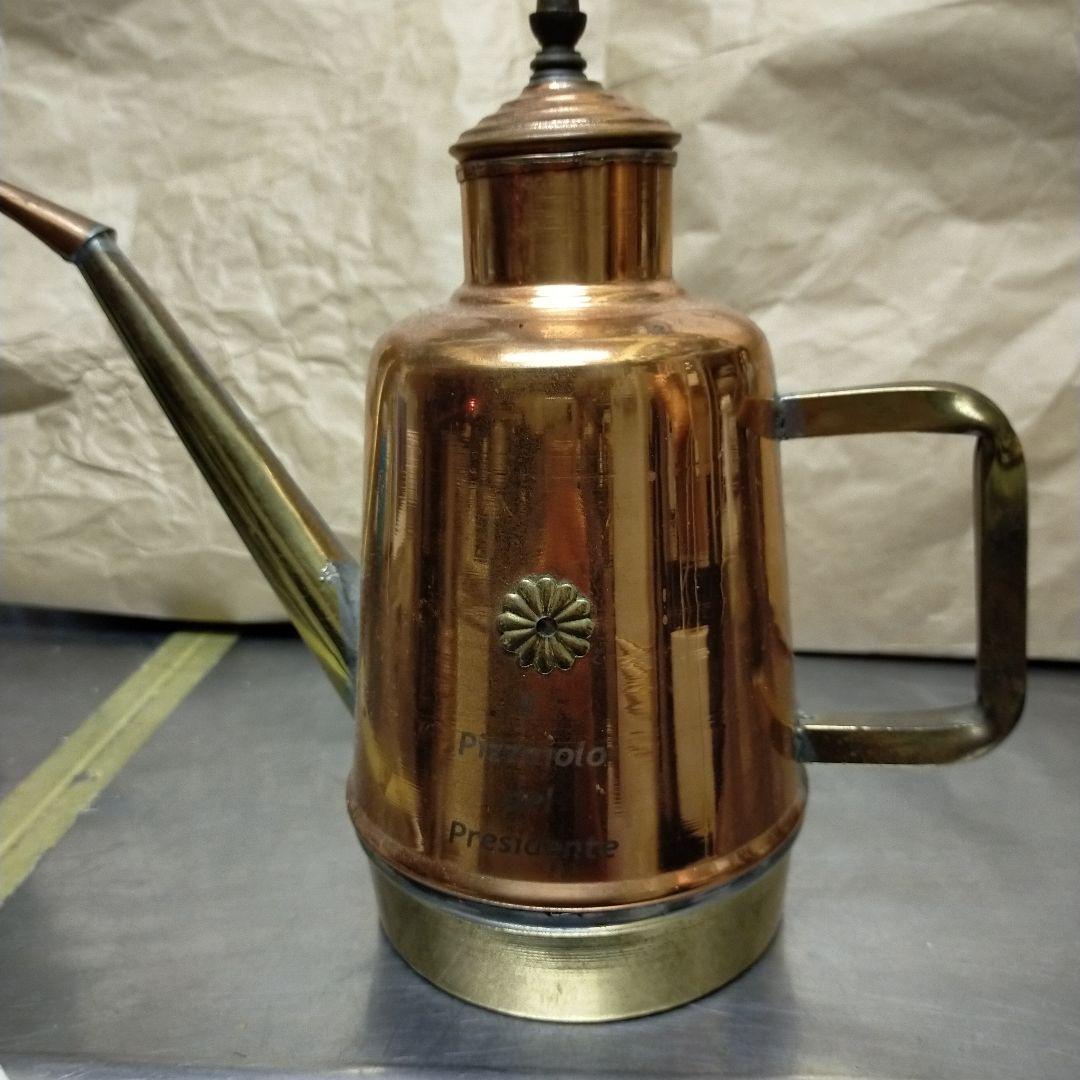 ヴィンテージ 銅製オイル缶　イタリア 大、小セット　オリーブオイル入れ