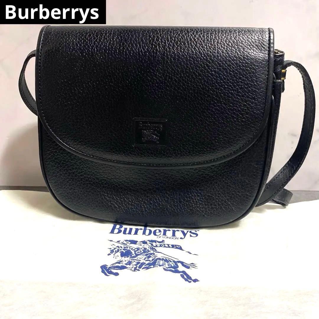 ✨極美品✨Burberrysブラックオールレザーショルダーバッグ　ノバチェック