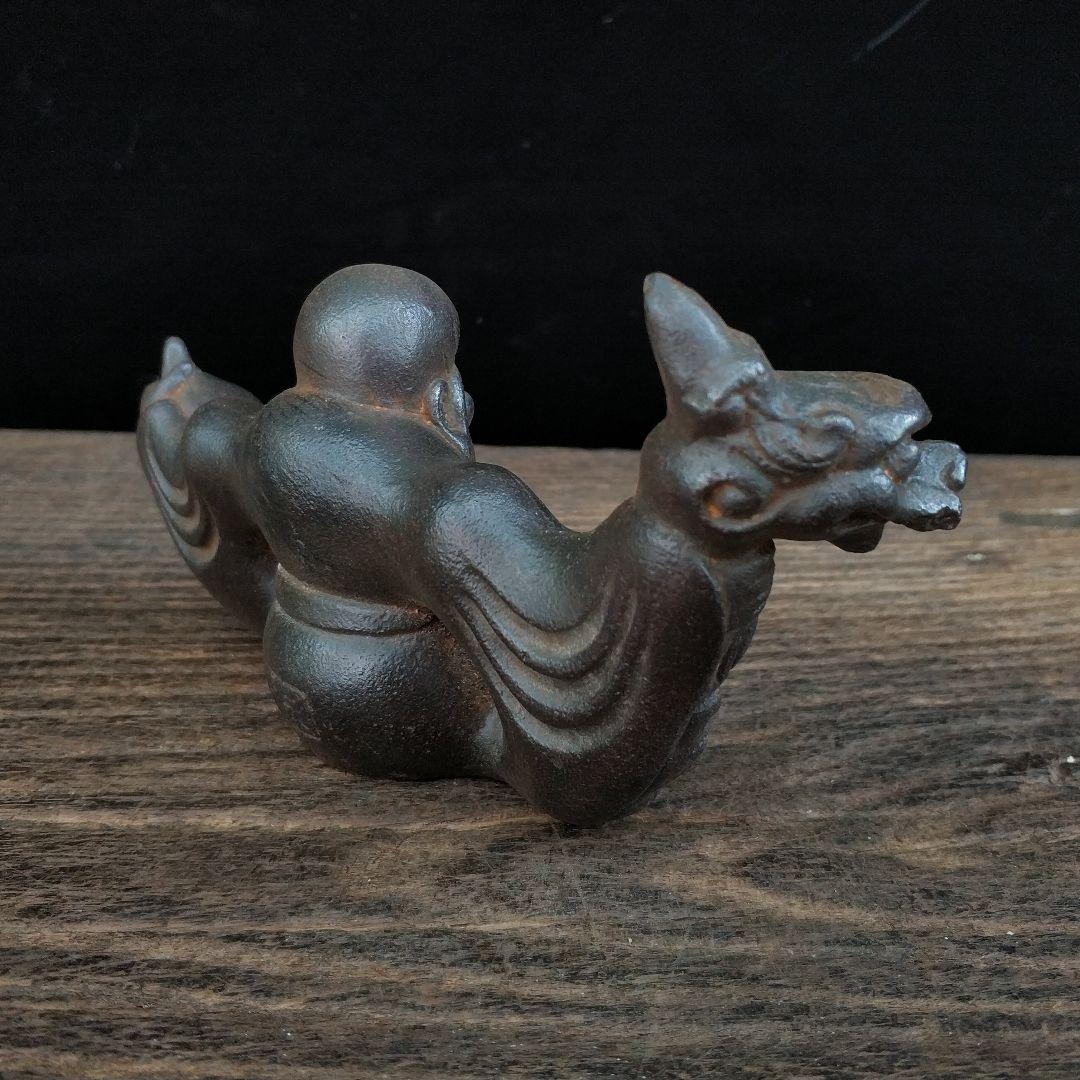 鉄器 竜頭 寿星 筆立て 書道具 文房具 工芸品 美術品 置物