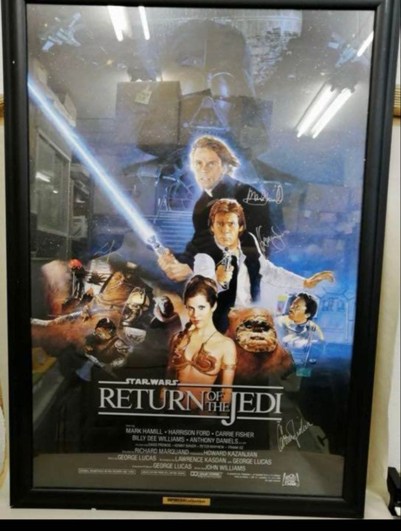 超希少証明書　スター　ウォーズ　ジェダイの復讐直筆サイン入りポスター（額装済）