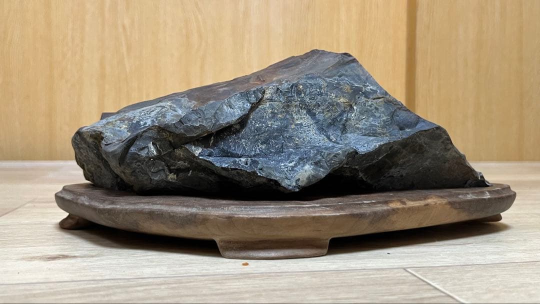 天然石 水石 陶器台座付き 約30cm