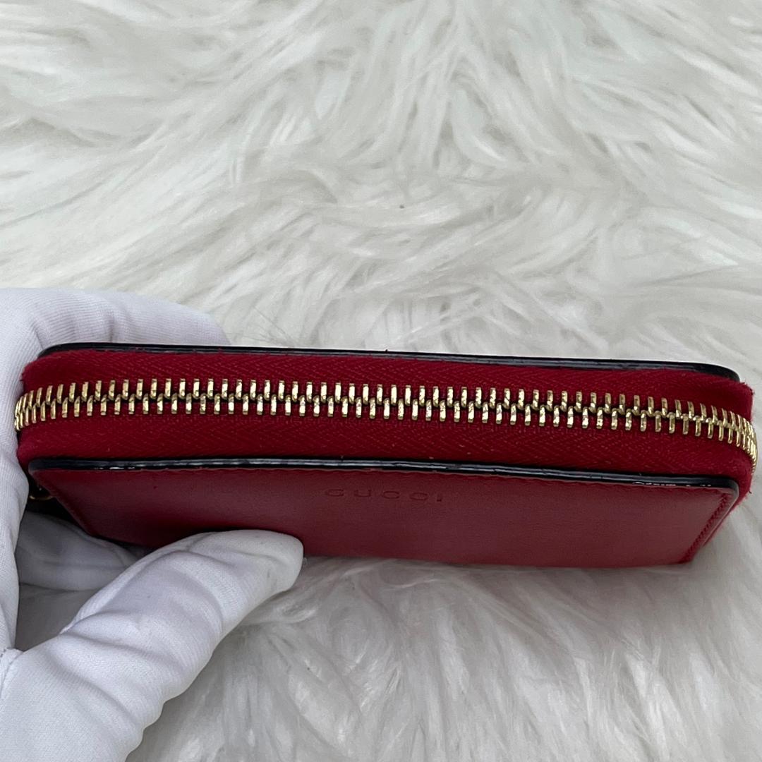 美品✨グッチ　GUCCI　財布　ケース　ラウンドファスナー　レッド