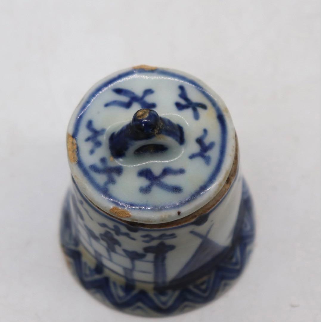 古染　染付　蓋物　木箱入　送料込み0804