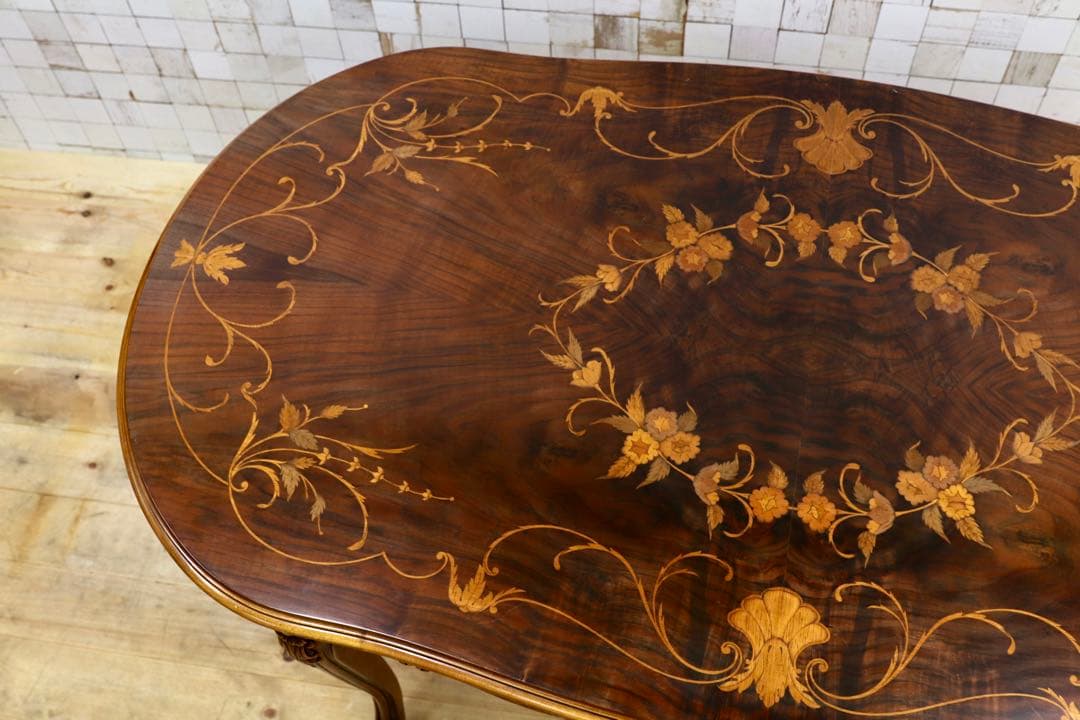 GMHH470○イタリア製 最高級 象嵌細工 ダイニングテーブル 食卓テーブ
