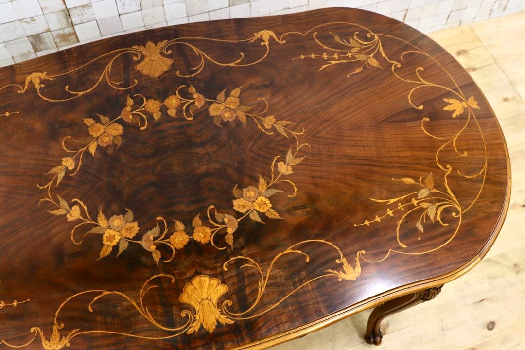 GMHH470○イタリア製 最高級 象嵌細工 ダイニングテーブル 食卓テーブ