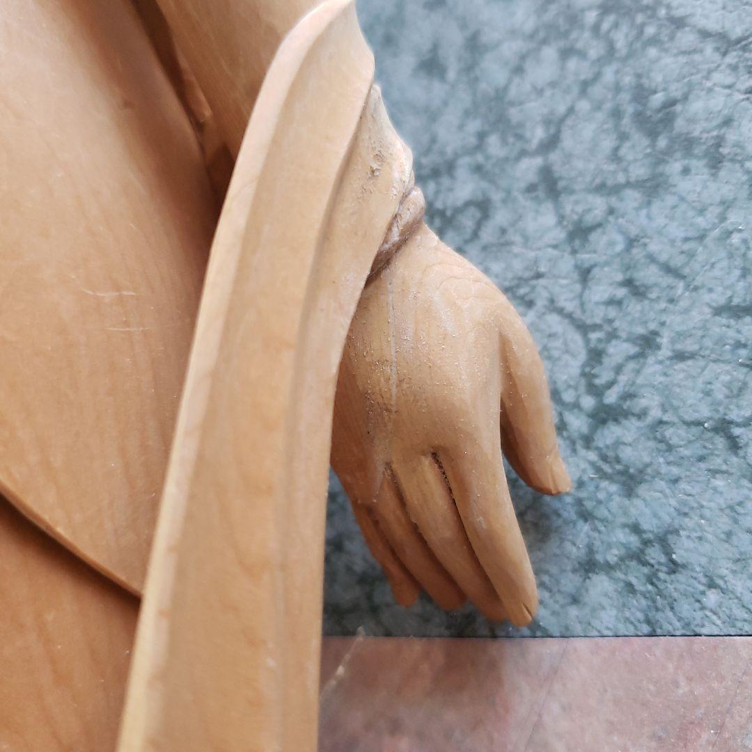 Ｂフライデー魔除け願いを叶える仏像★白木 聖観音菩薩像1尺立★訳あり