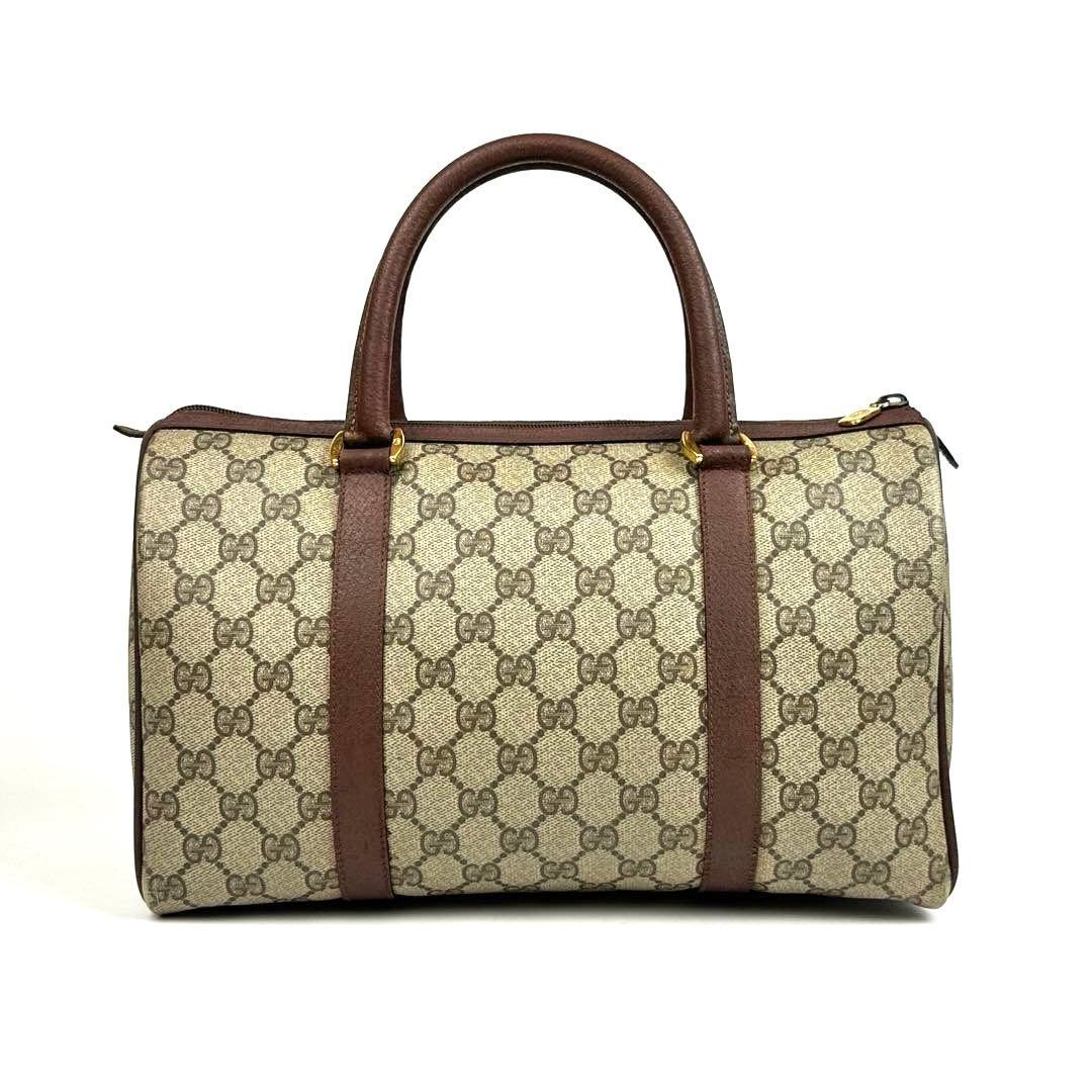 【美品】グッチ　ハンドバッグ　GGスプリーム　シェリーライン　PVC　レザー　茶