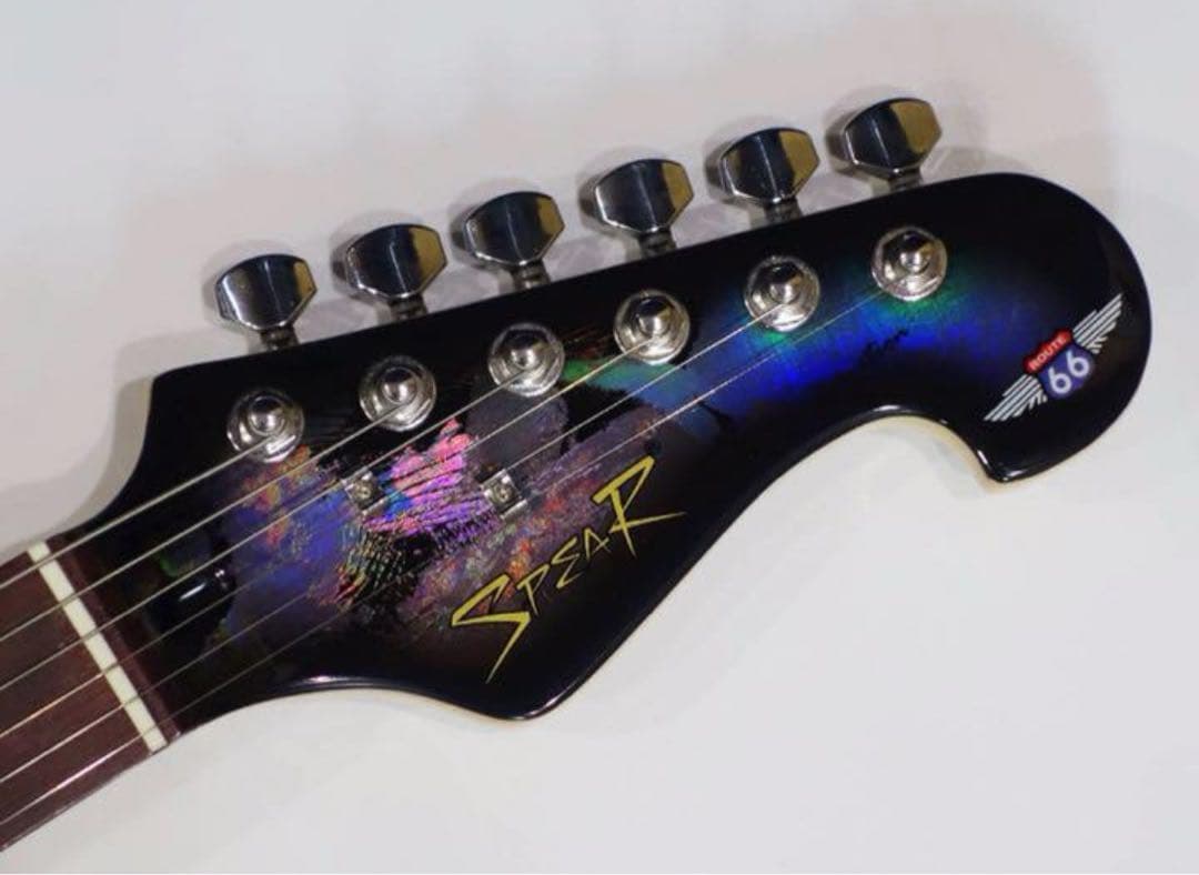 SPEAR エレキギター ギター 黒 ストラト ホログラム ギター 青