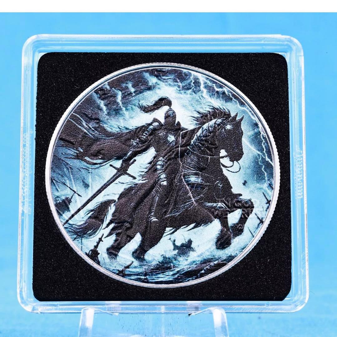 世界300枚限定 イーグル 銀貨 カラー + アンティーク仕上げ 稲妻の騎士