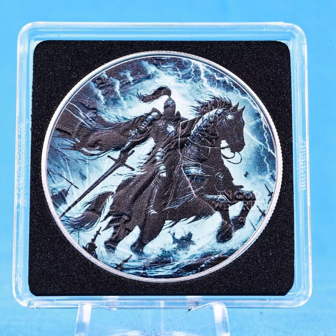 世界300枚限定 イーグル 銀貨 カラー + アンティーク仕上げ 稲妻の騎士