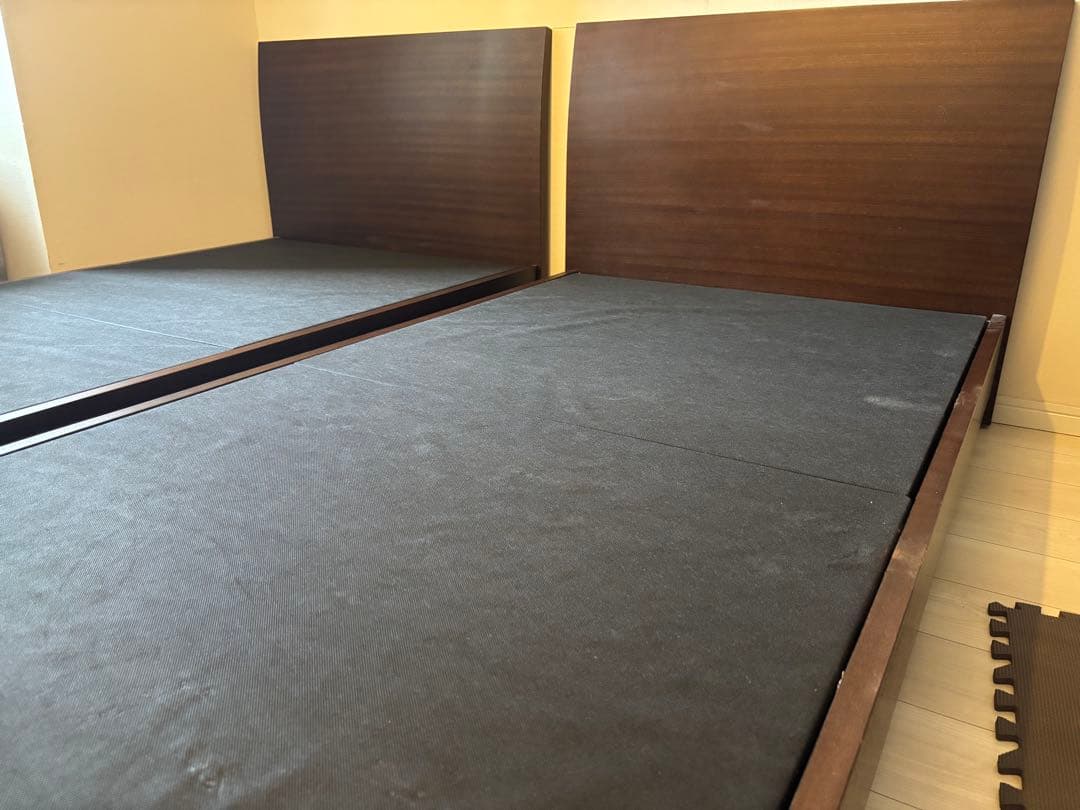 熊熊ダークブラウン シングルベッドフレーム　2点　バラ売り可