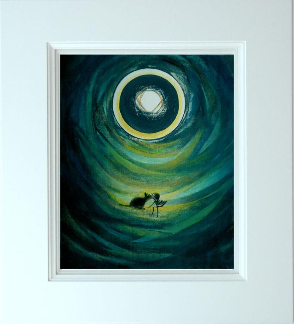 油絵 菅家令子 絵 絵画 インテリア額付(銀) F3-031119 子猫と女の子