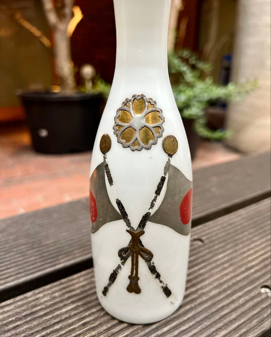 江戸ガラス　ガラス絵　ウランガラス　国旗　徳利　酒器　和ガラス　アンティーク