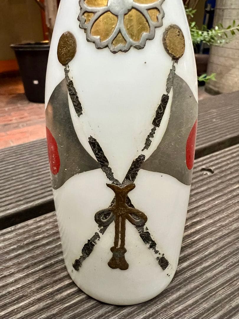 江戸ガラス　ガラス絵　ウランガラス　国旗　徳利　酒器　和ガラス　アンティーク