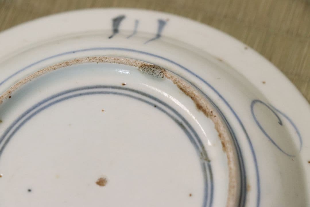 【CM69】古伊万里 芙蓉手 染付皿 三客 江戸期 虫図 飛蝗 草花 宝尽