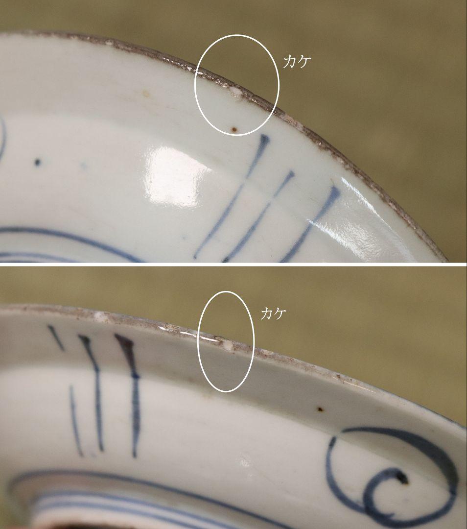 【CM69】古伊万里 芙蓉手 染付皿 三客 江戸期 虫図 飛蝗 草花 宝尽