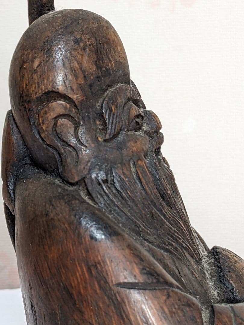 ♦中国古美術品 桃仙人 竹根 竹製 仏像 縁起物 置物 飾り骨董品コレクション