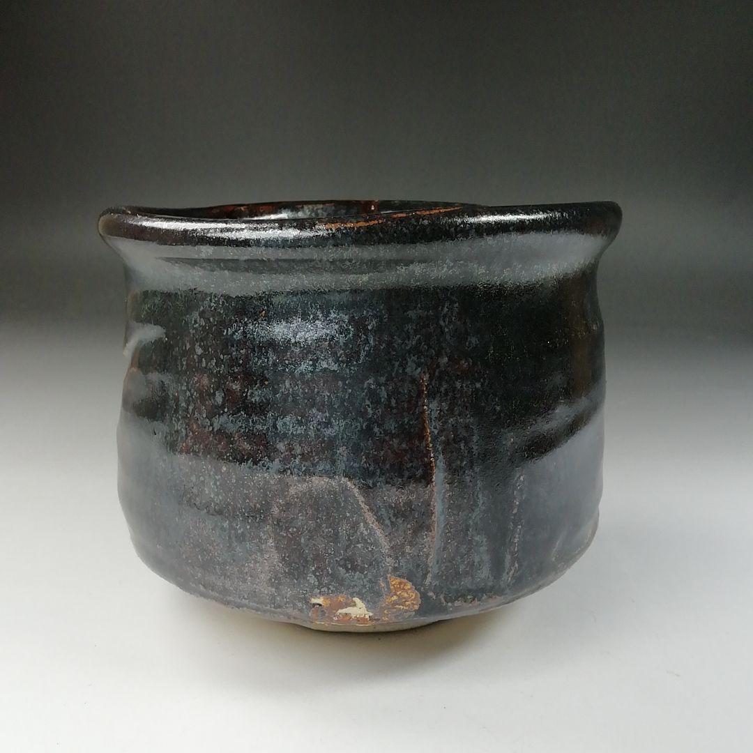 Ｔ５７４　茶碗　『黒織部　茶碗』『白倉窯　伊村彰介』　共箱　抹茶碗　茶道具