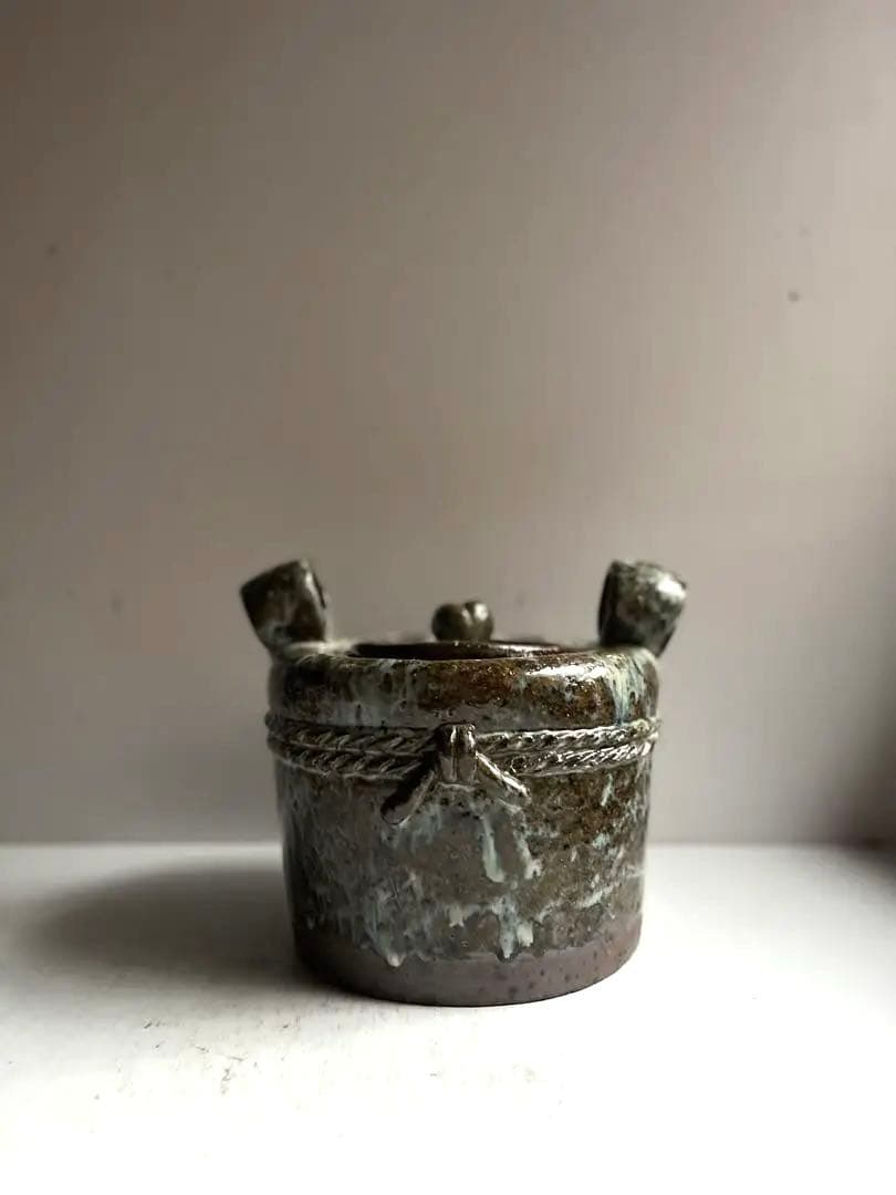 393 田中佐次郎 山瀬窯 斑唐津 水指 唐津焼 茶道 茶道具 未使用 希少