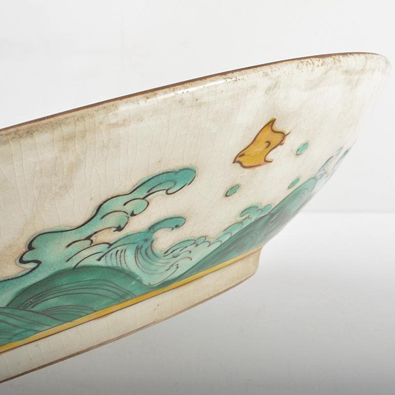 九谷焼　古九谷　色絵金彩　獅子牡丹文　大皿　飾皿　約39cm　M　R5991B