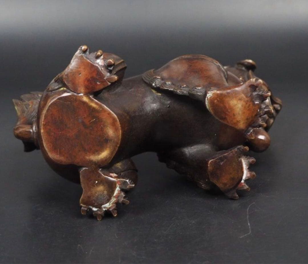 送料無料　中国古玩　清時代古銅獅子香炉　華道具香道具